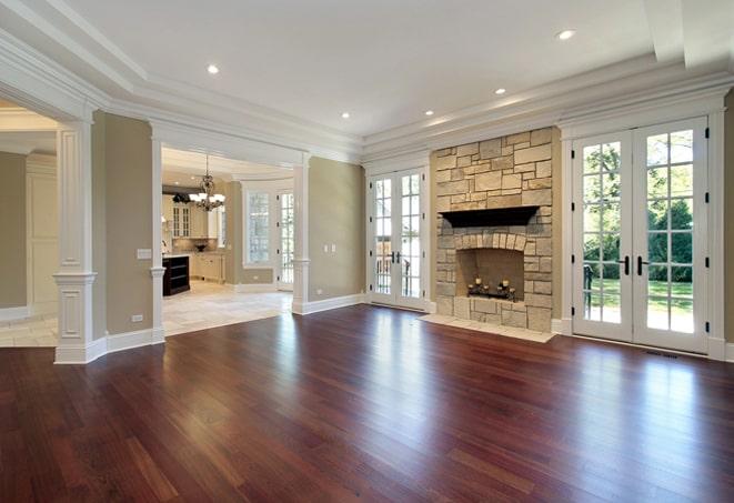 wide planks of richly stained wood floor